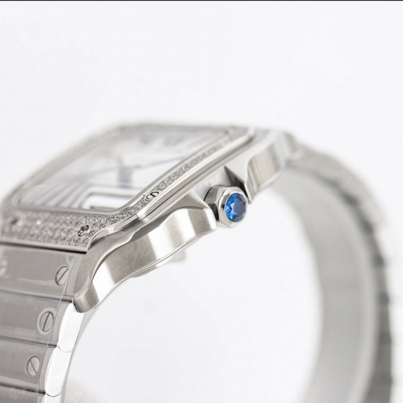 Cartier Santos Series Replica Watch Sapphire Crystal&Fish-Eye Glass Features-6