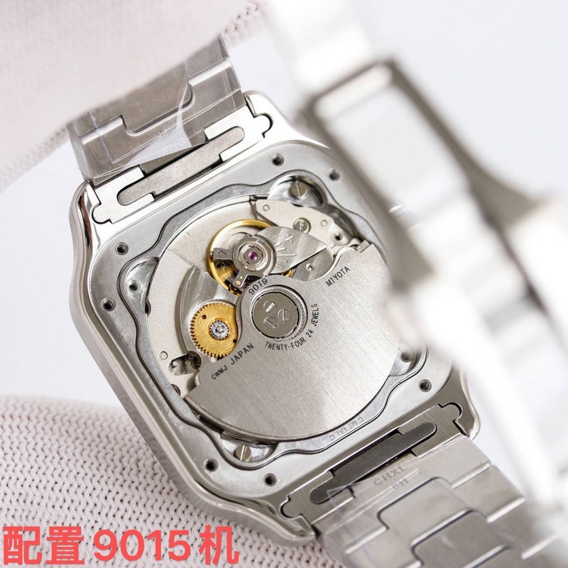 Cartier Santos Series Replica Watch Sapphire Crystal&Fish-Eye Glass Features-8