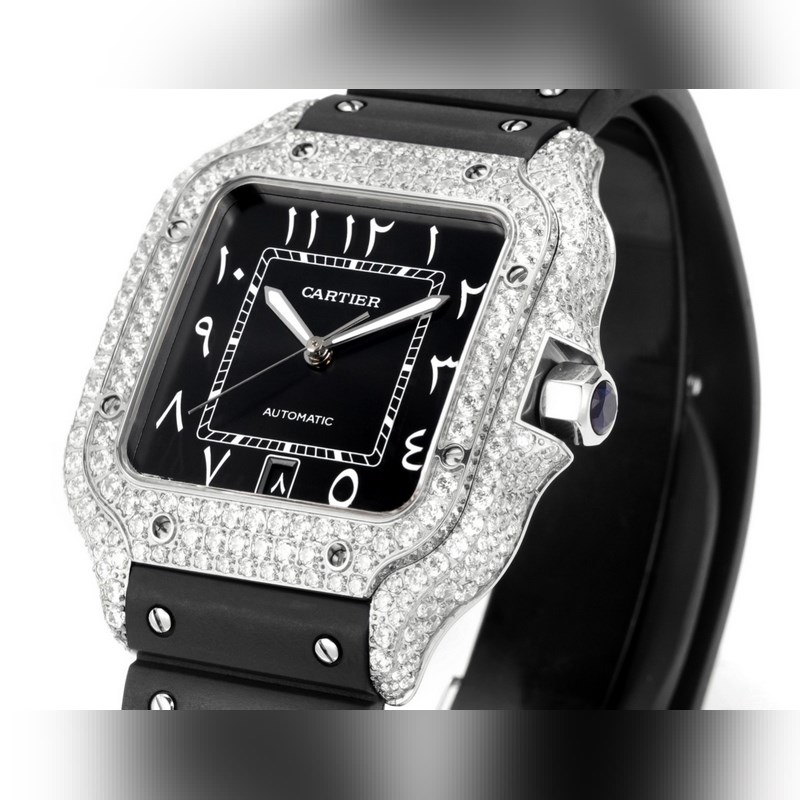 Cartier Santos 2025 New Model Full Diamond Middle East Edition-3