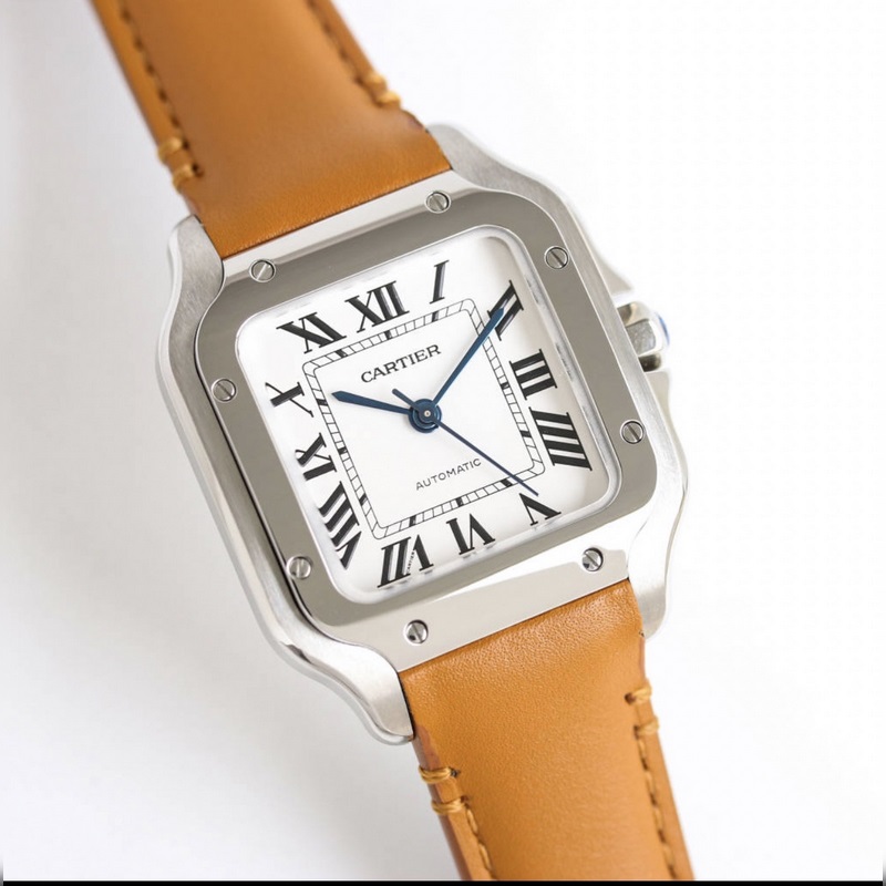 Cartier Santos Series Replica Watch Sapphire Crystal and Fish-eye Glass Features-2