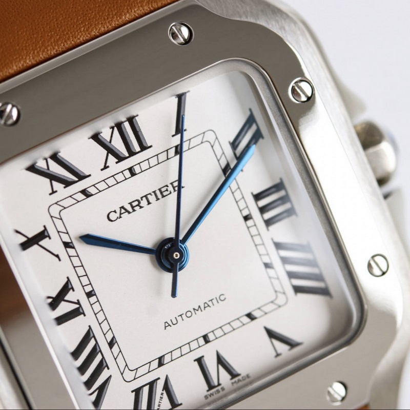 Cartier Santos Series Replica Watch Sapphire Crystal and Fish-eye Glass Features-5