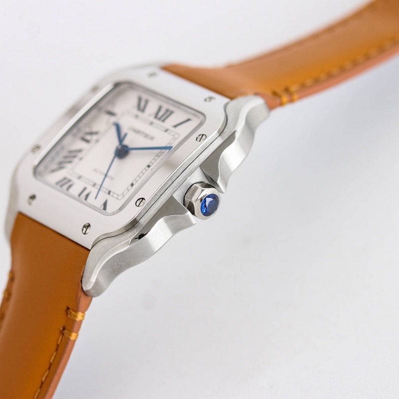 Cartier Santos Series Replica Watch Sapphire Crystal and Fish-eye Glass Features-6