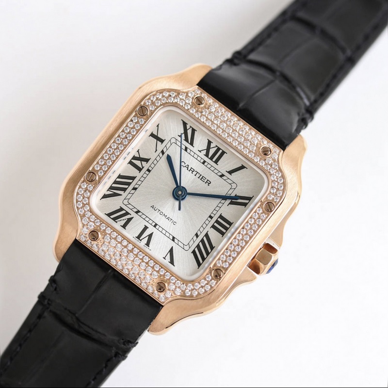 Cartier Santos Series Replica Watch Sapphire Glass Fish-eye Lens High Quality-3