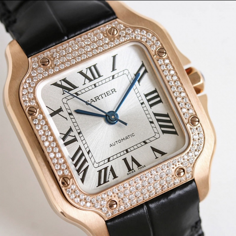 Cartier Santos Series Replica Watch Sapphire Glass Fish-eye Lens High Quality-4