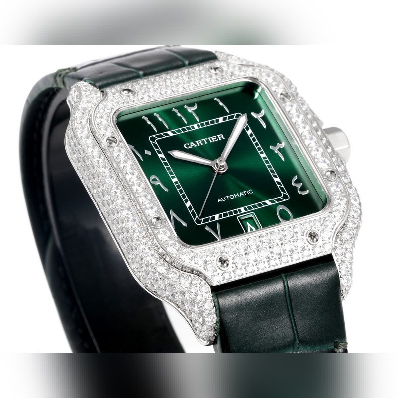 Cartier Santos Mid-East Edition Full Diamond Belt 2025 Latest Model-3