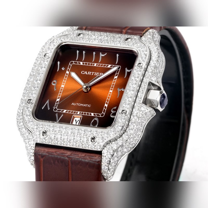 Cartier Santos 2025 Middle East Edition Full Diamond Belt Original Mold-3