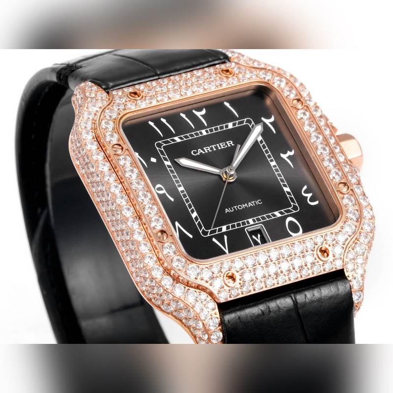 Cartier Santos de Cartier Middle East Edition Full Diamond Belt 2025 Latest Model-3