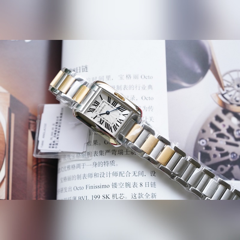 Cartier Tank Anglaise 18K Gold Classic Replica Watch 5 Year Warranty-3