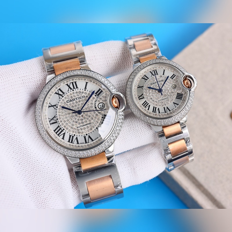 Cartier Ballon Bleu Series Couple Replica Watch with Diamond Design Original Parts-2