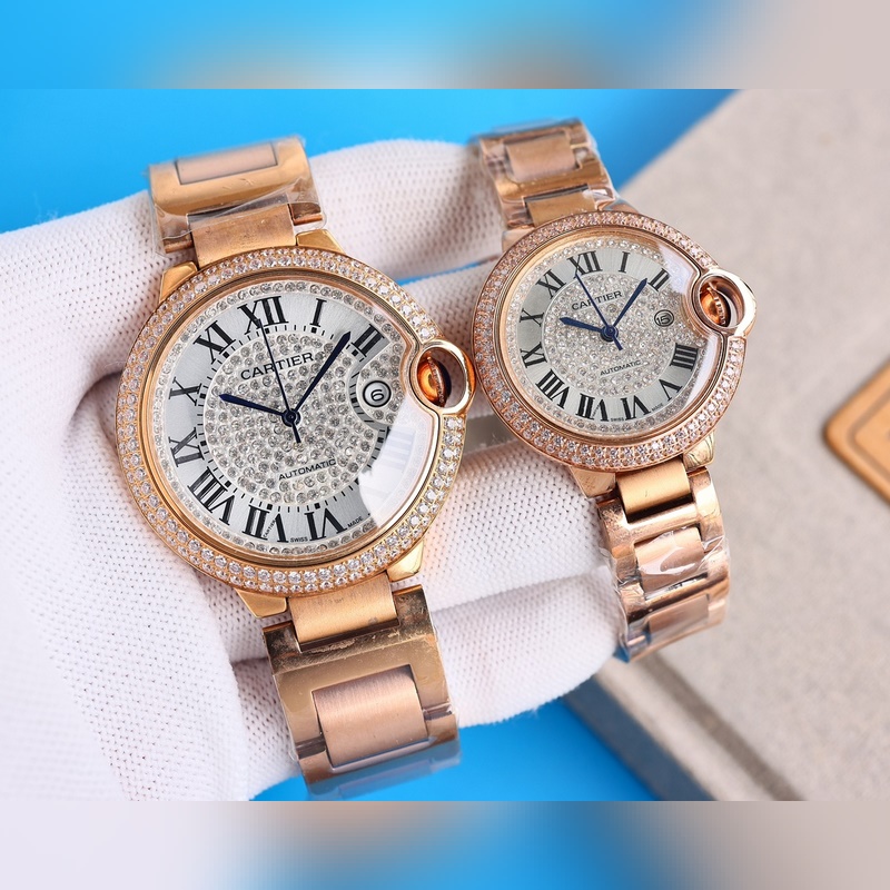 Cartier Ballon Bleu Series Couple Replica Watch with Diamond Design Original Parts-3