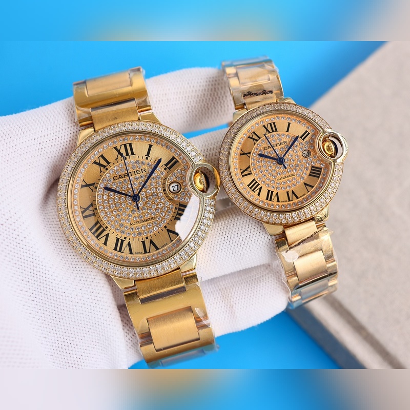 Cartier Ballon Bleu Series Couple Replica Watch with Diamond Design Original Parts-5