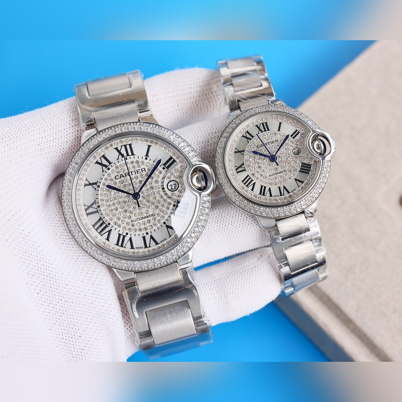 Cartier Ballon Bleu Series Couple Replica Watch with Diamond Design Original Parts-6