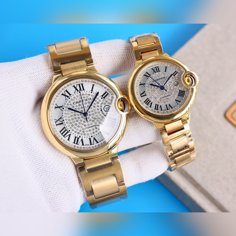 Cartier Ballon Bleu Couple Replica Watch Classic Starry Sky Steel Leather Alligator Options-1