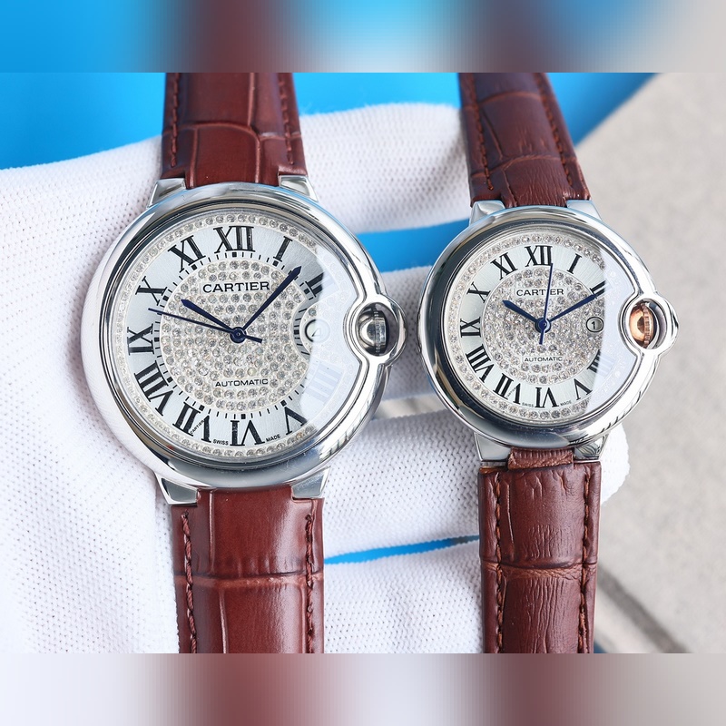 Cartier Ballon Bleu Starry Couple's Replica Watch Stainless Steel Leather Crocodile Leather Original Movement-2