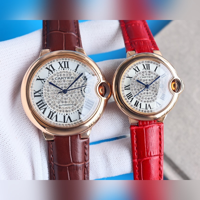 Cartier Ballon Bleu Starry Couple's Replica Watch Stainless Steel Leather Crocodile Leather Original Movement-3