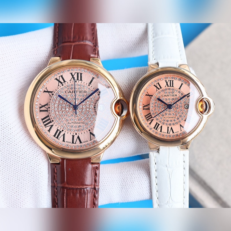 Cartier Ballon Bleu Starry Couple's Replica Watch Stainless Steel Leather Crocodile Leather Original Movement-4