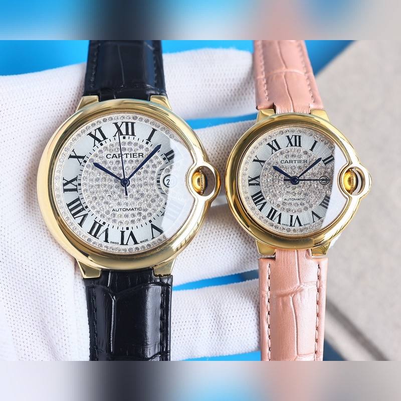 Cartier Ballon Bleu Starry Couple's Replica Watch Stainless Steel Leather Crocodile Leather Original Movement-6