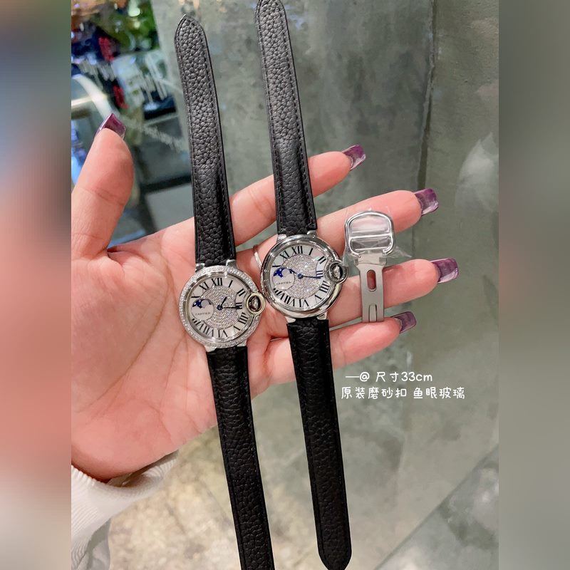 Cartier Ballon Bleu 33mm Swiss Fisheye Glass Satin Buckle-6