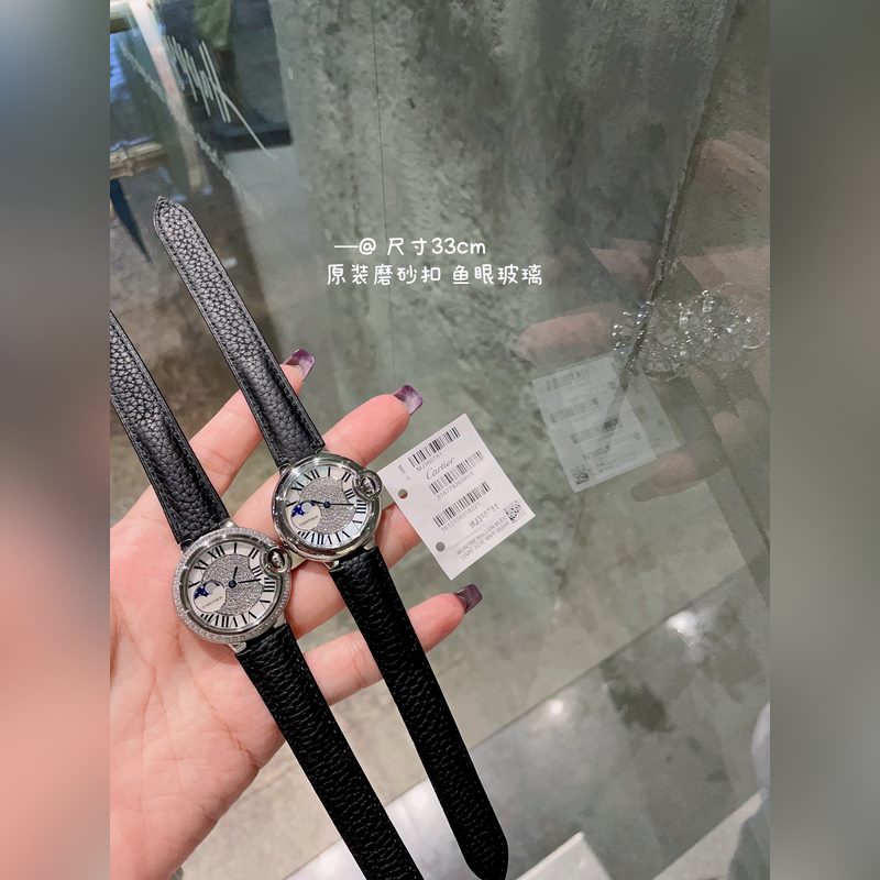 Cartier Ballon Bleu 33mm Swiss Fisheye Glass Satin Buckle-7