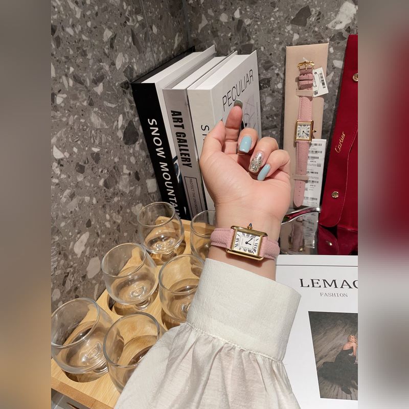 Cartier Tank Series Ta with Velvet Pouch Premium Quality-3