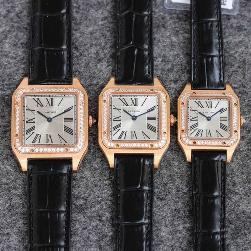 Cartier Santos-Dumont Litchi Leather Strap Large Medium Small Sizes-3