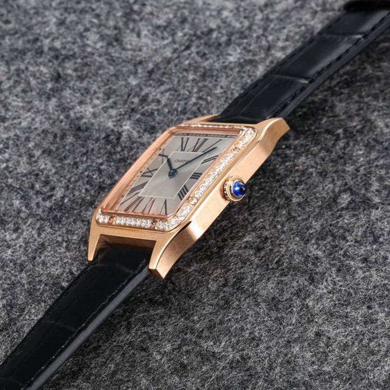 Cartier Santos-Dumont Litchi Leather Strap Large Medium Small Sizes-4