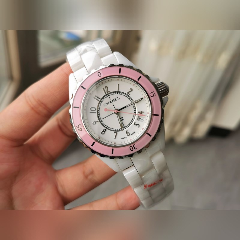CHANEL J12 Pink Circle Silver Dial Quartz Replica Watch-2