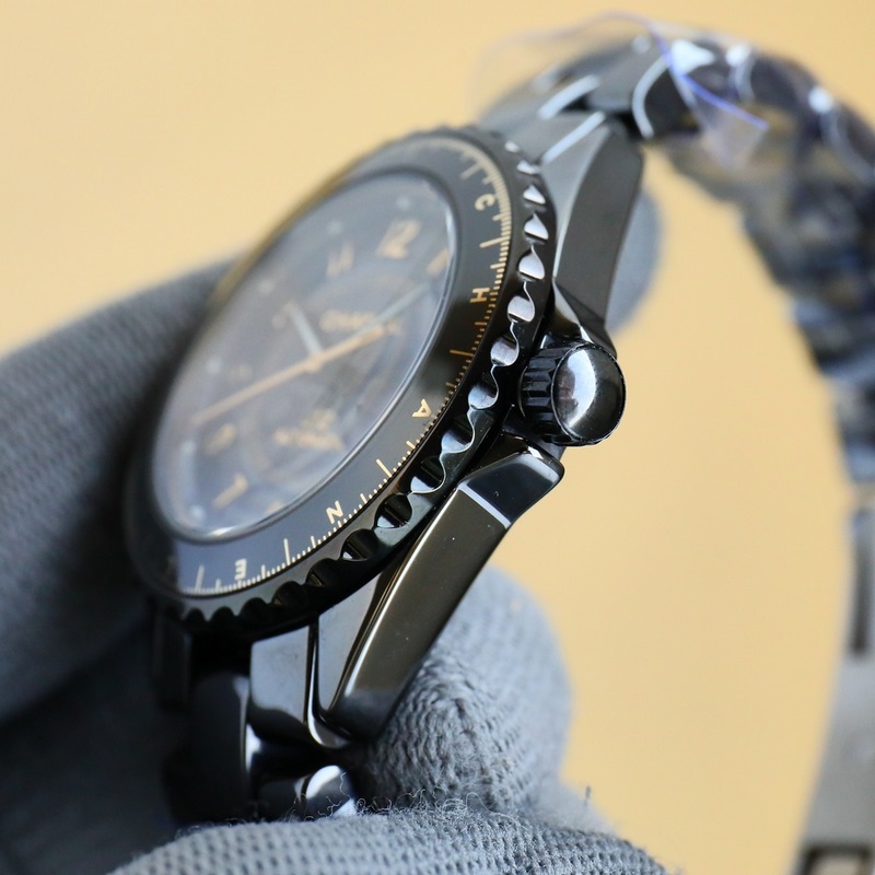 Chanel J12 Embroidered Needle H9762 Black Ceramic&18K Yellow Gold-5