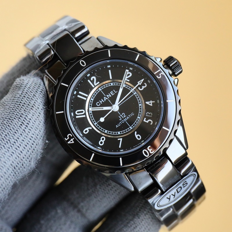 Chanel J12 Embroidered Pin Series H9762 Black Ceramic&18K Yellow Gold-4