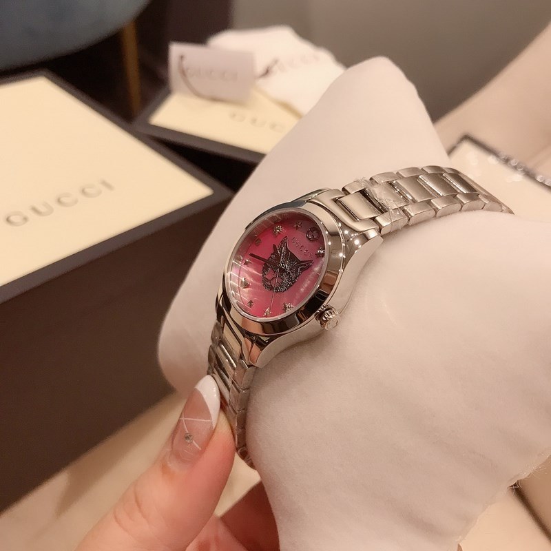 Gucci G-Timeless Pink Cat Mother-of-Pearl Quartz Replica Watch Stainless Steel-2