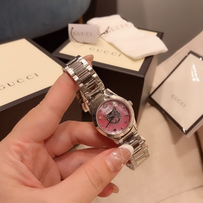 Gucci G-Timeless Pink Cat Mother-of-Pearl Quartz Replica Watch Stainless Steel-3