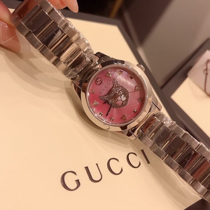 Gucci G-Timeless Pink Cat Mother-of-Pearl Quartz Replica Watch Stainless Steel-6
