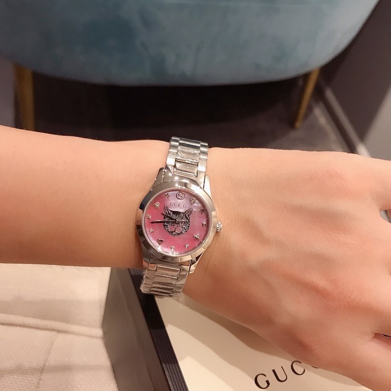 Gucci G-Timeless Pink Cat Mother-of-Pearl Quartz Replica Watch Stainless Steel-7