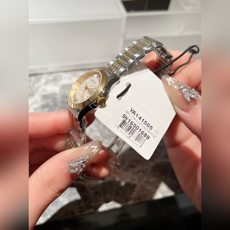 Gucci G-Timeless 28mm Classic Three-Color Replica Watch with Nine Pearl Band-2