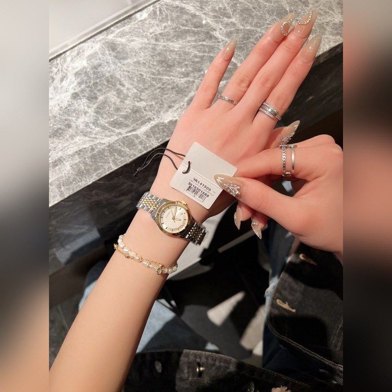 Gucci G-Timeless 28mm Classic Three-Color Replica Watch with Nine Pearl Band-4