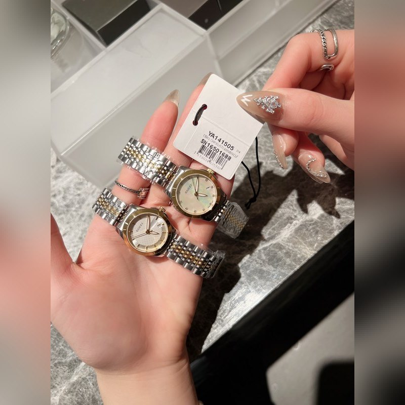 Gucci G-Timeless 28mm Classic Three-Color Replica Watch with Nine Pearl Band-8