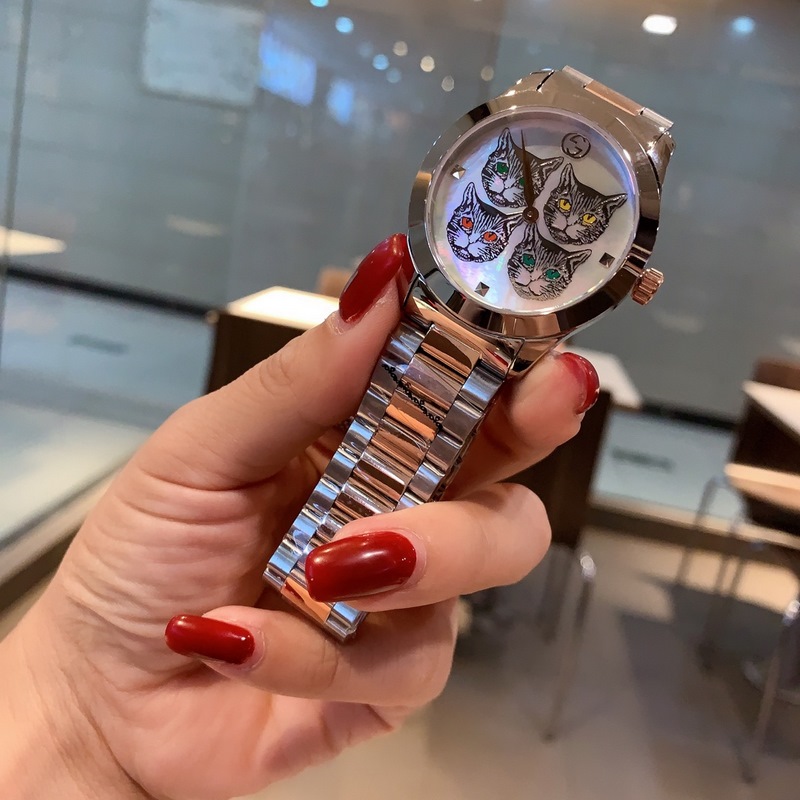 Gucci G-Timeless Cat Replica Watch with Pearl Dial-5
