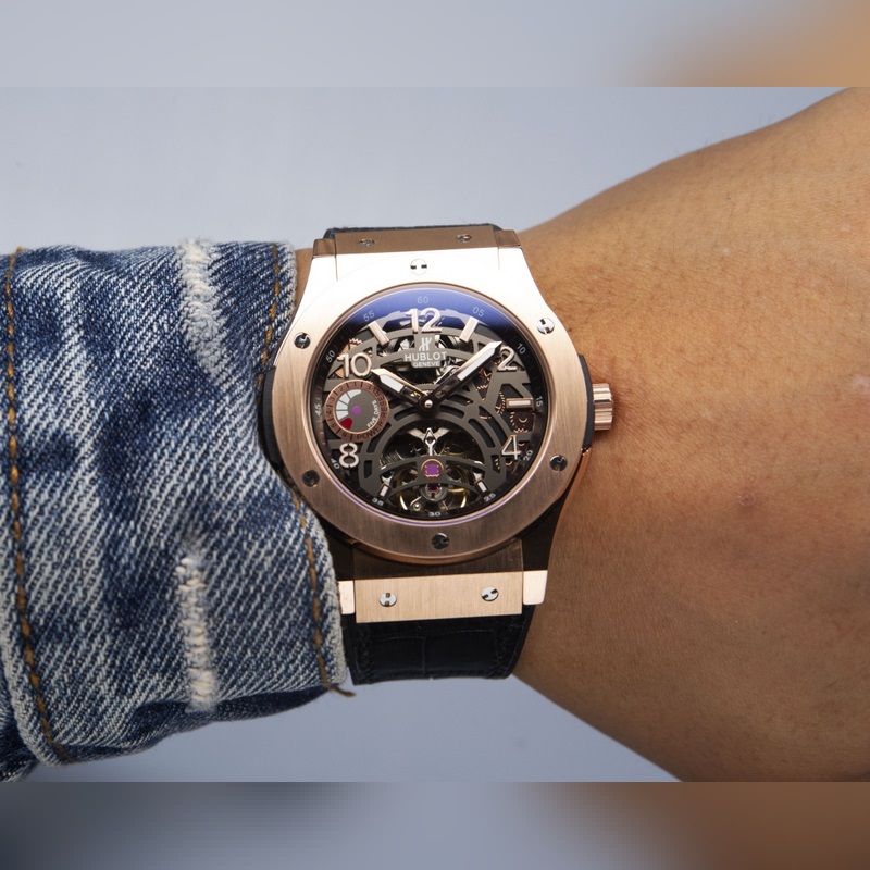 Hublot Classic Fusion Tourbillon Men's Replica Watch Imported Leather Steel Band-5