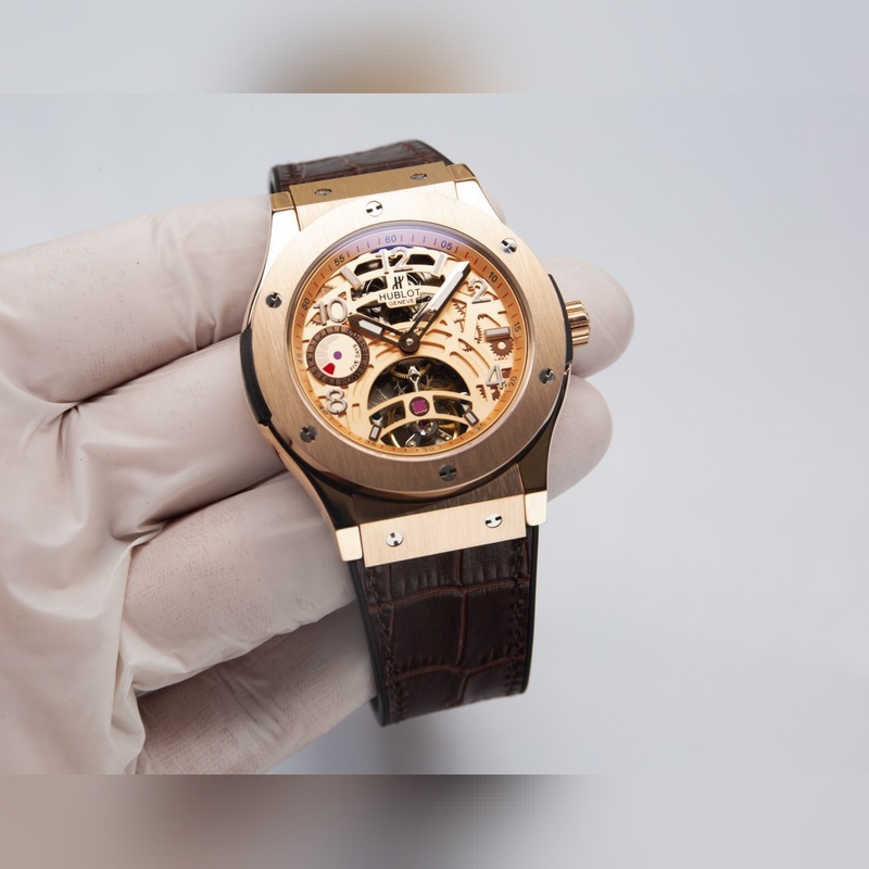 Hublot Classic Fusion Tourbillon Men's Replica Watch Leather&Steel Band-3