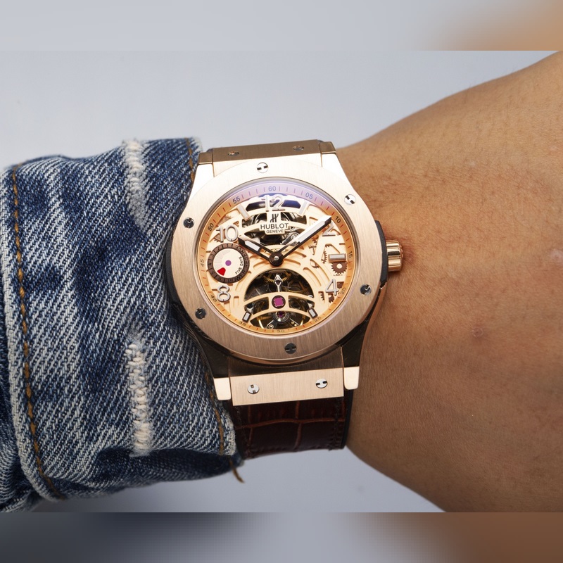 Hublot Classic Fusion Tourbillon Men's Replica Watch Leather&Steel Band-5