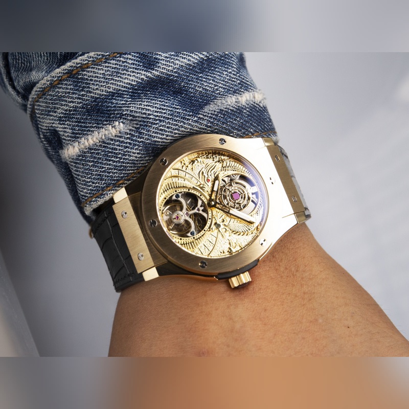 Hublot Classic Fusion Tourbillon Men's Replica Watch Imported Leather&Steel Strap-4