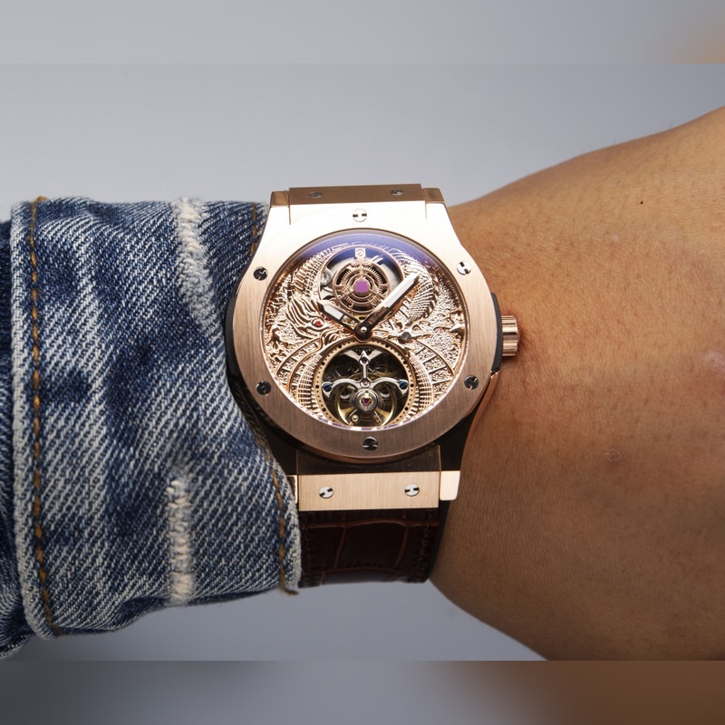 Hublot Classic Fusion Tourbillon Men's Replica Watch Leather&Steel Band High Quality-2