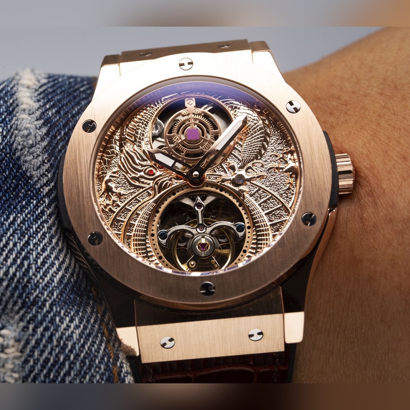 Hublot Classic Fusion Tourbillon Men's Replica Watch Leather&Steel Band High Quality-3