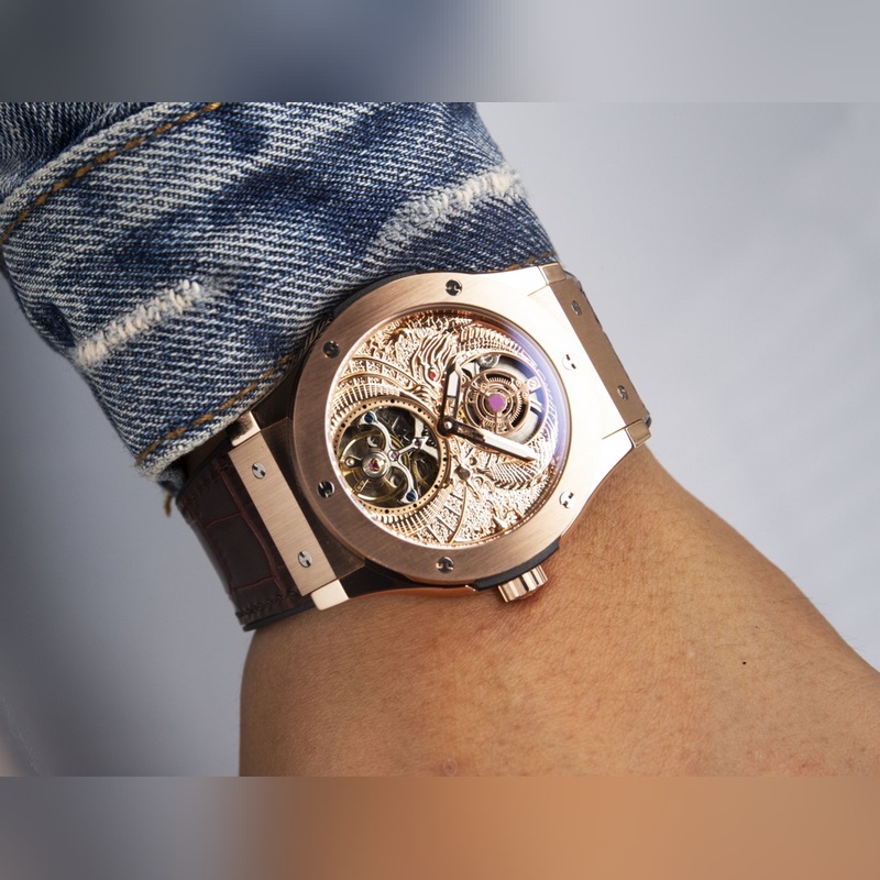 Hublot Classic Fusion Tourbillon Men's Replica Watch Leather&Steel Band High Quality-4