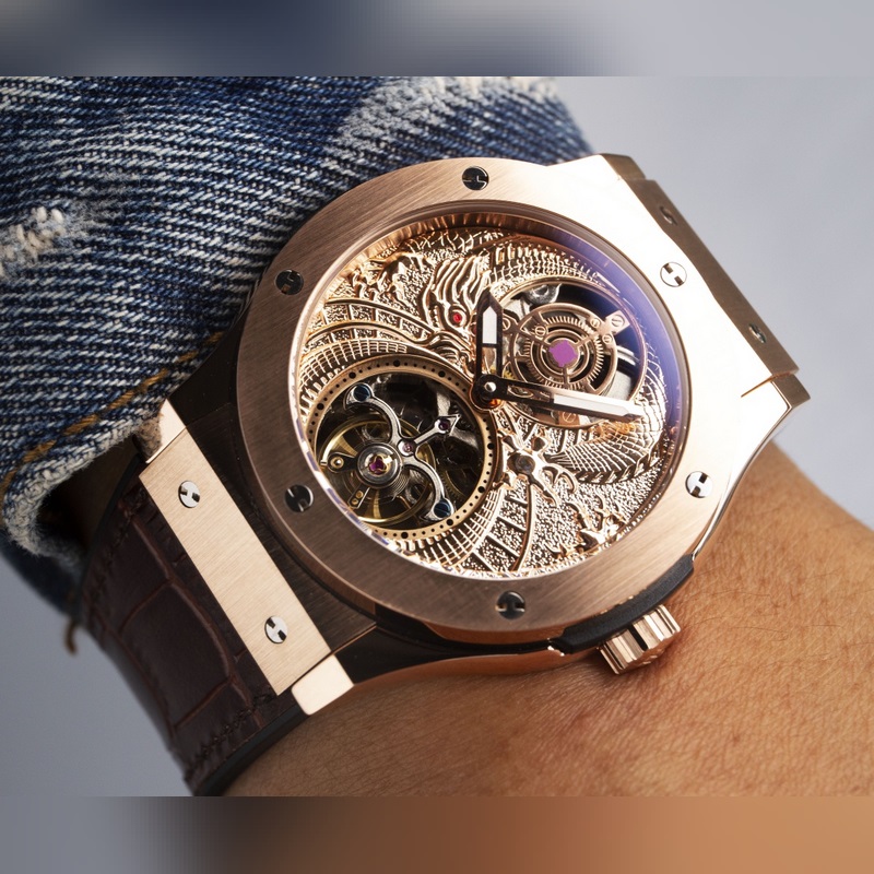 Hublot Classic Fusion Tourbillon Men's Replica Watch Leather&Steel Band High Quality-5