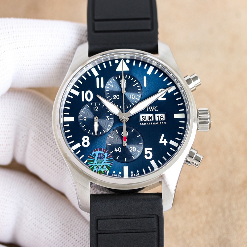 IWC Pilot's Replica Watch New Classic Blue Rubber Strap-1