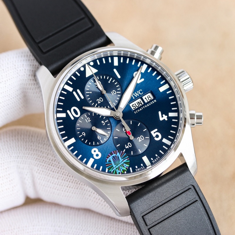 IWC Pilot's Replica Watch New Classic Blue Rubber Strap-2