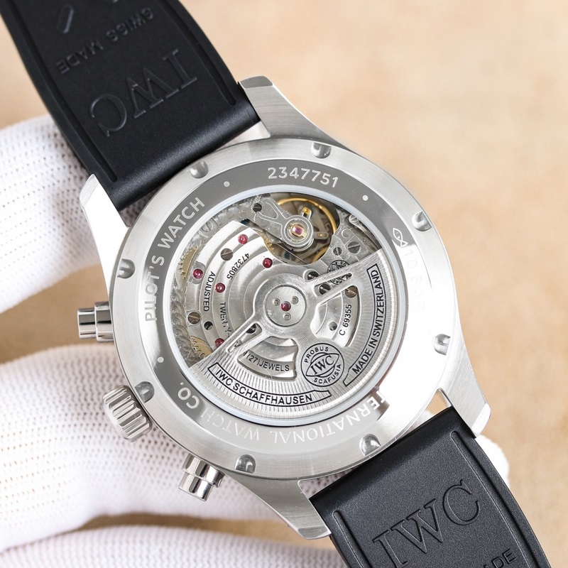 IWC Pilot's Replica Watch New Classic Blue Rubber Strap-5