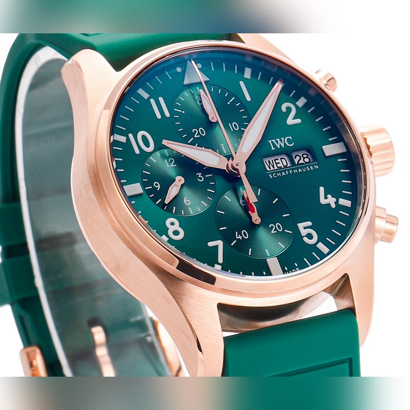 IWC Pilot IW388110 Stunning New Red-Gold Green Dial Replica Watch-2