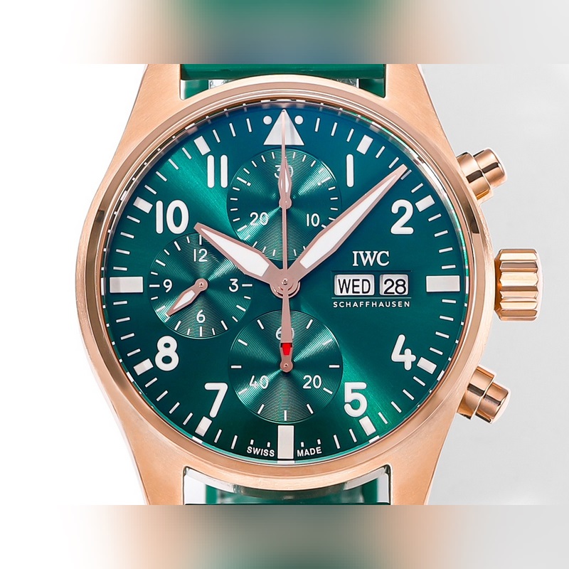 IWC Pilot IW388110 Stunning New Red-Gold Green Dial Replica Watch-3